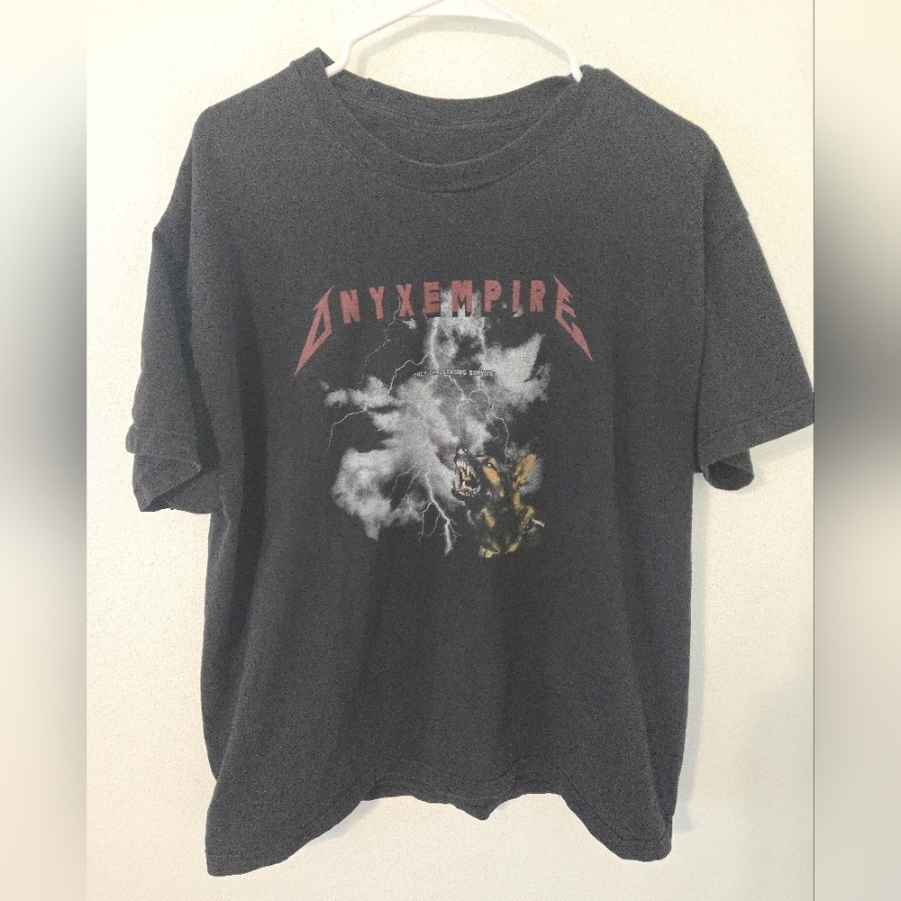 ONYX EMPIRE T Shirt Faded Black Mens XL Lightning Dog